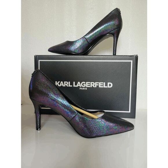 KARL LAGERFELD Royale Dress Pump Multi Black Heels MSRP $109 SIZE 6,5 NEW IN BOX - Picture 4 of 17